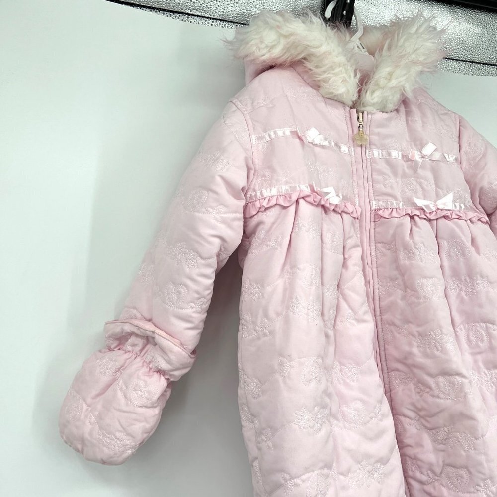 Rothschild Baby Girl Pink Faux Fur Woven Pram Outerwear Snow Suit Size 24 M - Picture 7 of 14